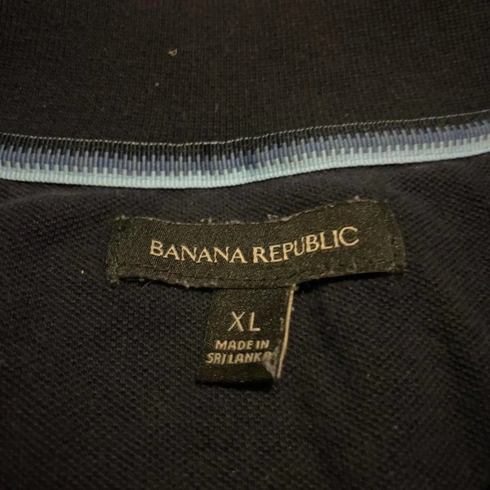 VTG 00s Banana Republic striped logo embroidered golf polo tee shirt XL blue‎